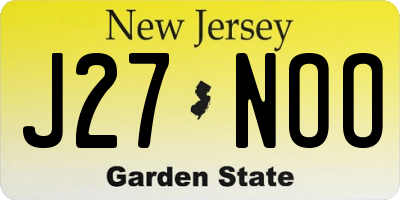 NJ license plate J27NOO