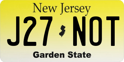 NJ license plate J27NOT