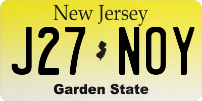 NJ license plate J27NOY