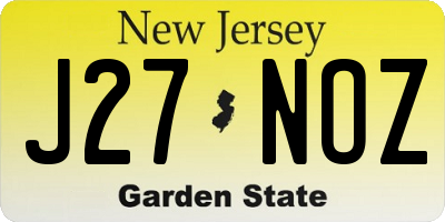NJ license plate J27NOZ