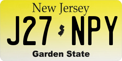 NJ license plate J27NPY