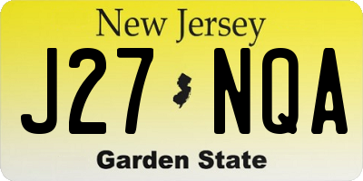 NJ license plate J27NQA