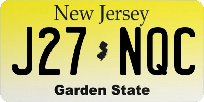 NJ license plate J27NQC