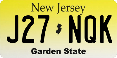 NJ license plate J27NQK