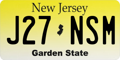 NJ license plate J27NSM