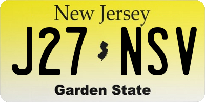NJ license plate J27NSV