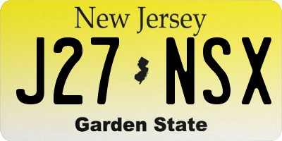 NJ license plate J27NSX