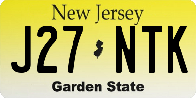 NJ license plate J27NTK