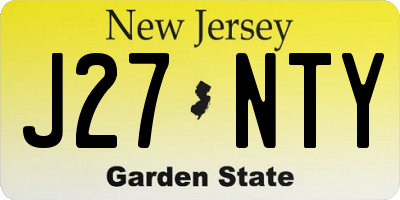 NJ license plate J27NTY