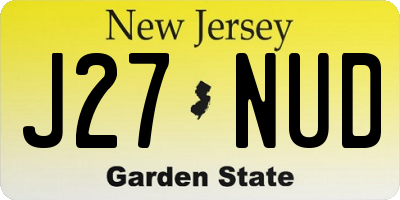 NJ license plate J27NUD