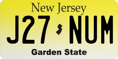 NJ license plate J27NUM