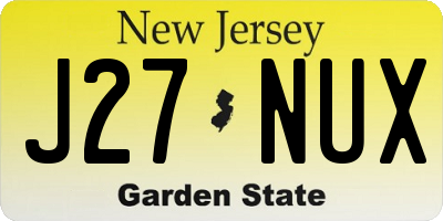NJ license plate J27NUX
