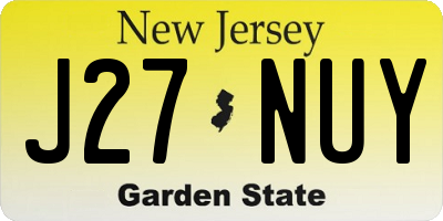 NJ license plate J27NUY