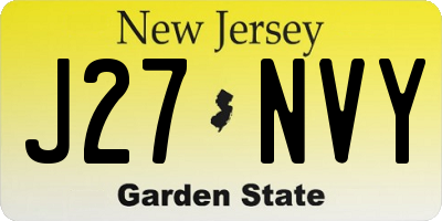 NJ license plate J27NVY