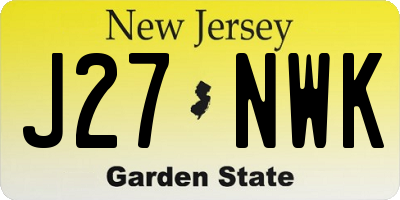 NJ license plate J27NWK