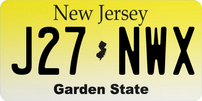 NJ license plate J27NWX
