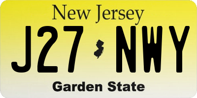 NJ license plate J27NWY