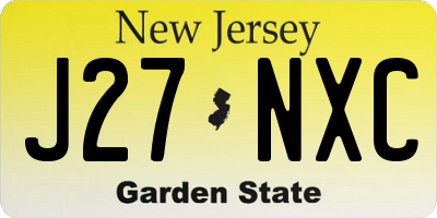 NJ license plate J27NXC