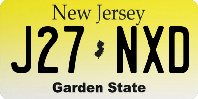 NJ license plate J27NXD
