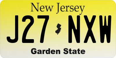 NJ license plate J27NXW