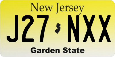 NJ license plate J27NXX