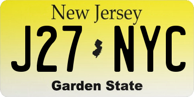 NJ license plate J27NYC
