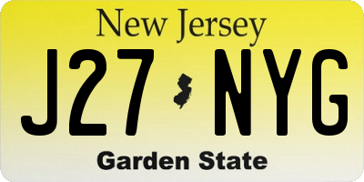 NJ license plate J27NYG