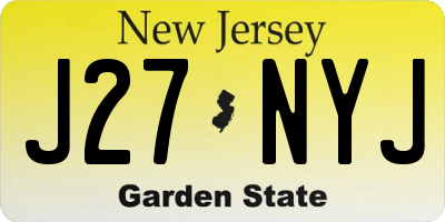 NJ license plate J27NYJ