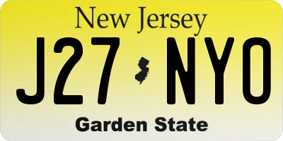 NJ license plate J27NYO