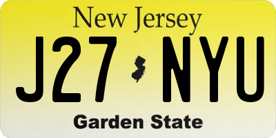NJ license plate J27NYU