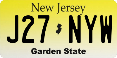 NJ license plate J27NYW