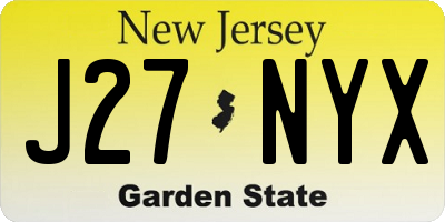 NJ license plate J27NYX