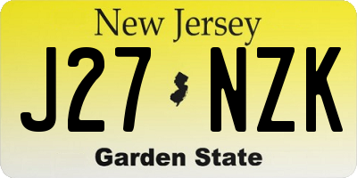 NJ license plate J27NZK