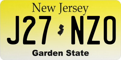 NJ license plate J27NZO