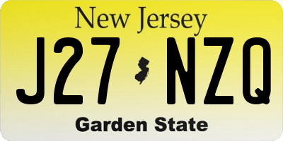 NJ license plate J27NZQ