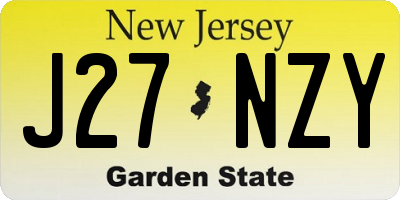 NJ license plate J27NZY