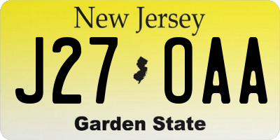 NJ license plate J27OAA
