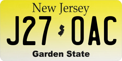 NJ license plate J27OAC