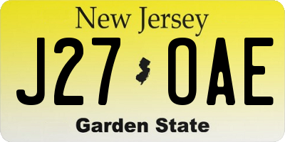 NJ license plate J27OAE