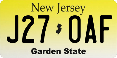 NJ license plate J27OAF