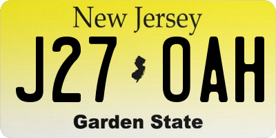 NJ license plate J27OAH