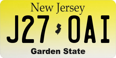 NJ license plate J27OAI