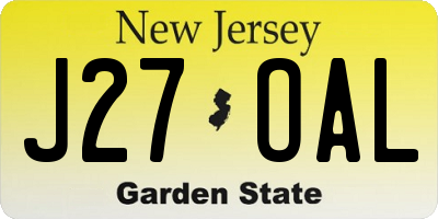 NJ license plate J27OAL