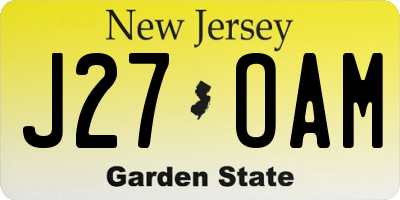 NJ license plate J27OAM