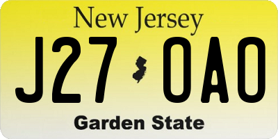 NJ license plate J27OAO