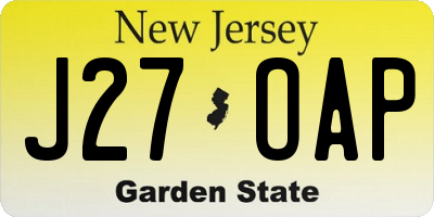 NJ license plate J27OAP