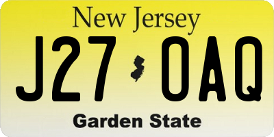 NJ license plate J27OAQ