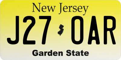 NJ license plate J27OAR