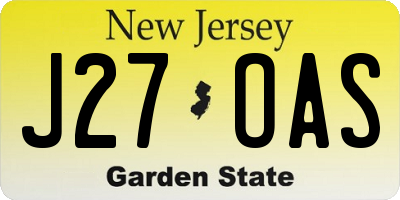 NJ license plate J27OAS