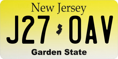 NJ license plate J27OAV